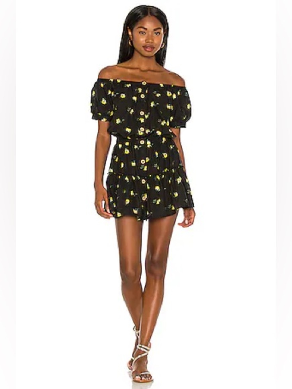 Eberjey Nostalgia Garden Elsie Floral Cotton Mini Dress Black Size S Retail $235
